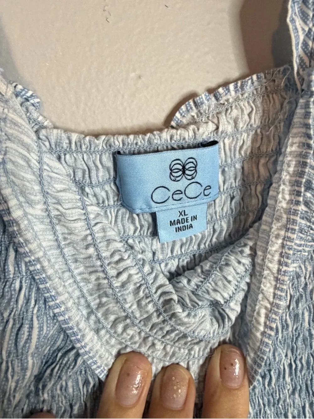 CeCe Light Blue Smocked Tiered Maxi Dress - Picture 2 of 4